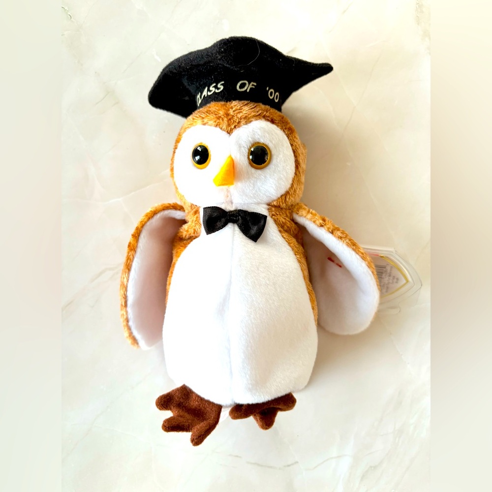 Vintage Ty Beanie Baby Wisest Class of 2000 Graduation Owl Y2K Collectible